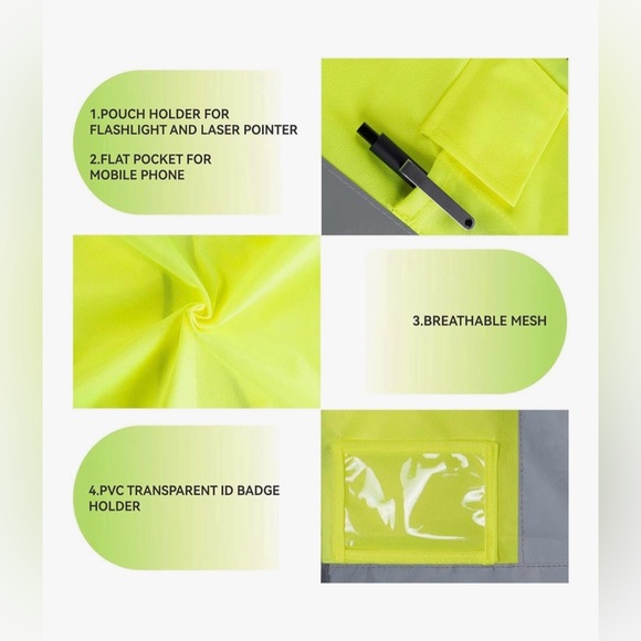 High Visibility Safety Vest with Reflective Stripes - Picture 3 of 6